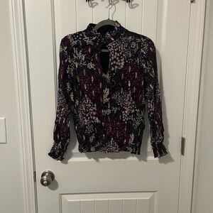 White House Black Market Purple Design Women’s Blouse